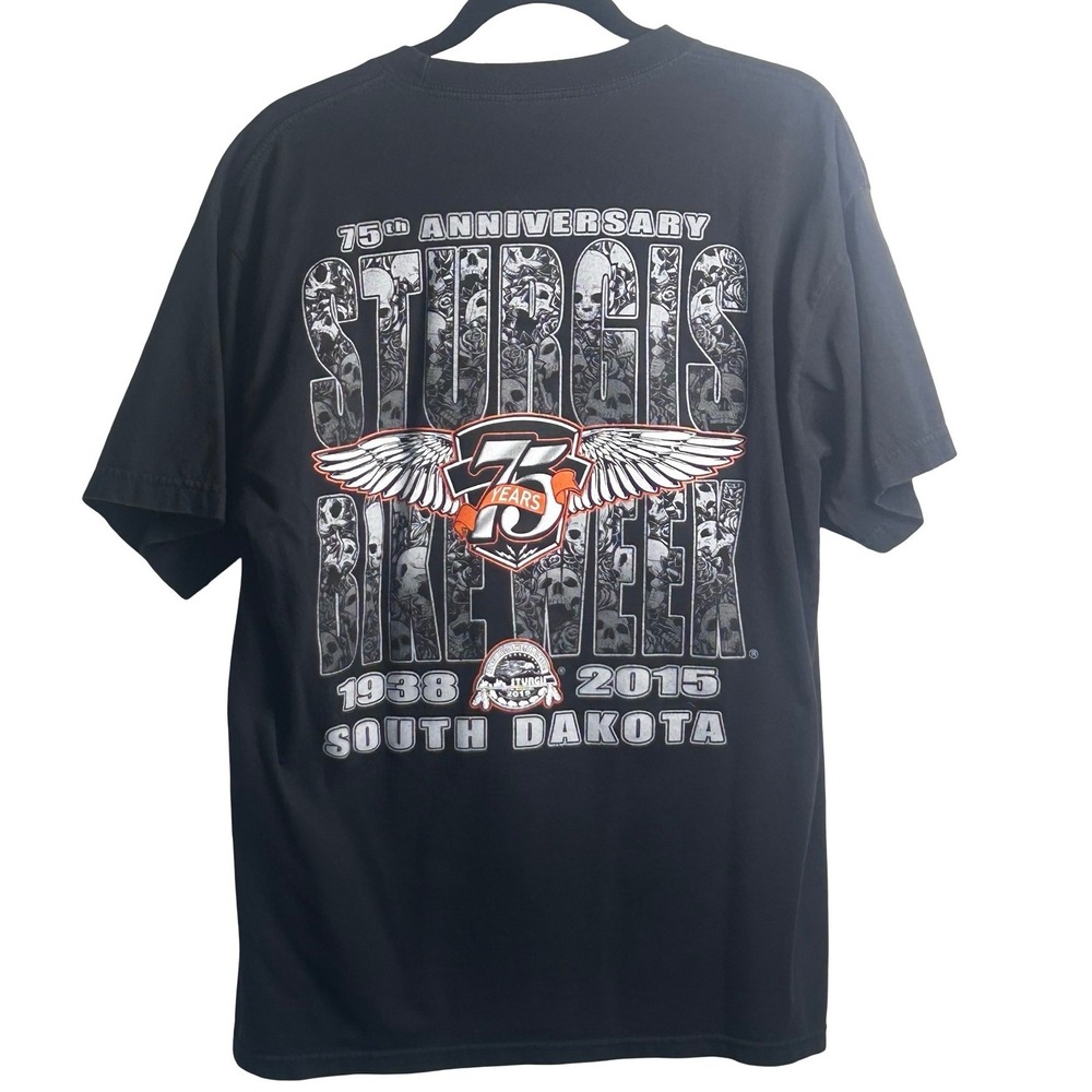 Sturgis Bike Week 2015 75th Anniversary South Dakota Tee Size XL Biker Moto - Picture 3 of 6
